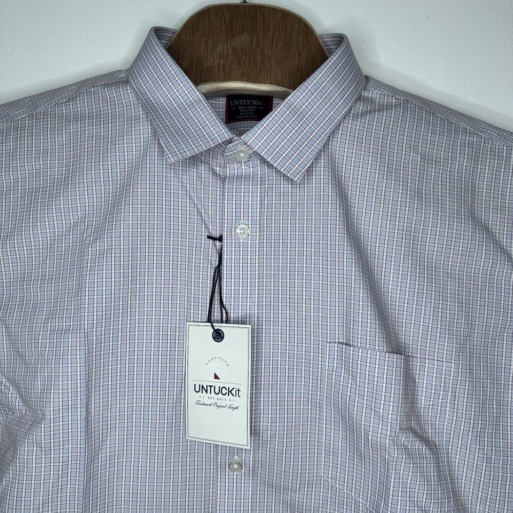 UNTUCKit Lattanzio Dress Shirt Men's  XXX-Large Blue/Red Check Wrinkle Free NWT